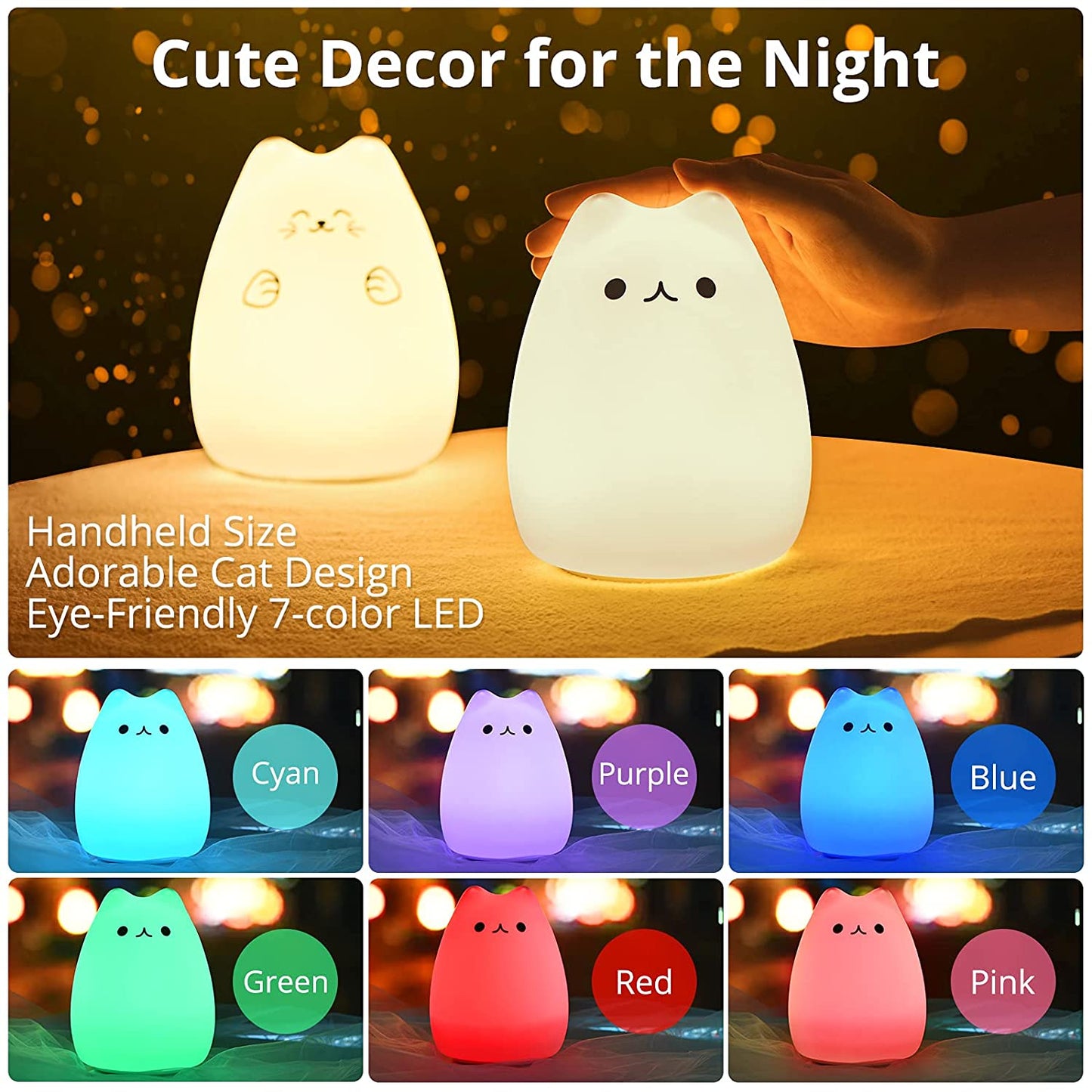 Charming Cat Lamp - The Perfect Night Light for Kids and Teens, Ideal Graduation and Birthday Gifts for Girls, Adorable Kawaii Kitty Design with Remote Control