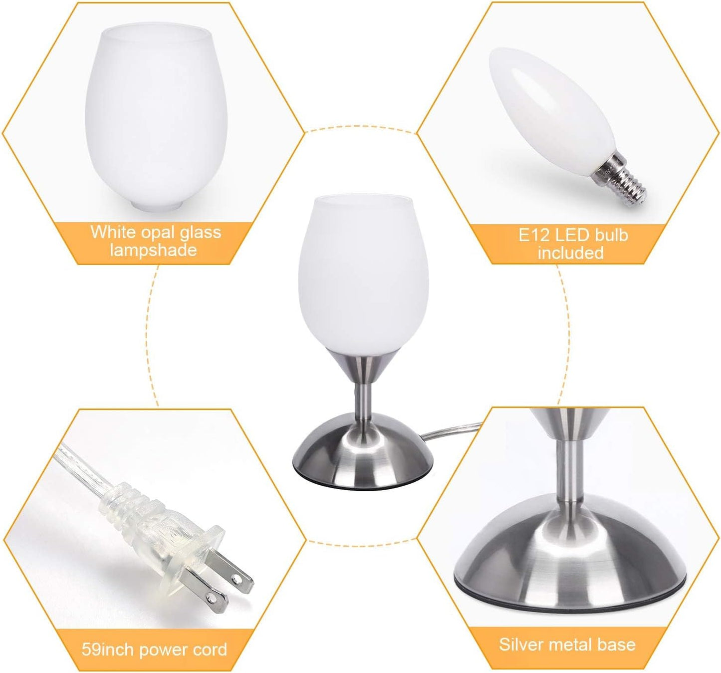 Chic 3-Way Dimmable Touch Lamp - Elegant Opal Glass Table Lamp with Silver Base for Cozy Ambiance in Any Room