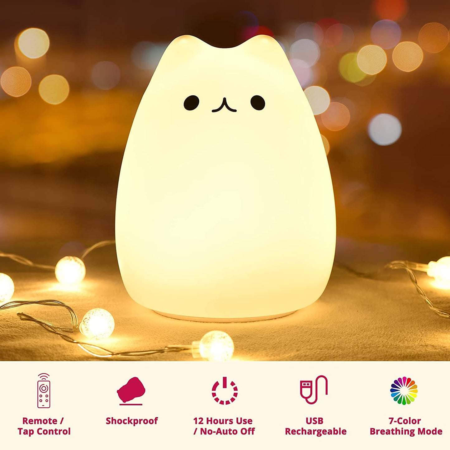 Charming Cat Lamp - The Perfect Night Light for Kids and Teens, Ideal Graduation and Birthday Gifts for Girls, Adorable Kawaii Kitty Design with Remote Control